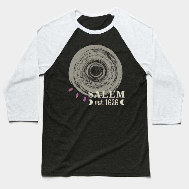 Salem Established 1626 Witch Trials Wicca Samhain Baseball T-Shirt by Apathecary